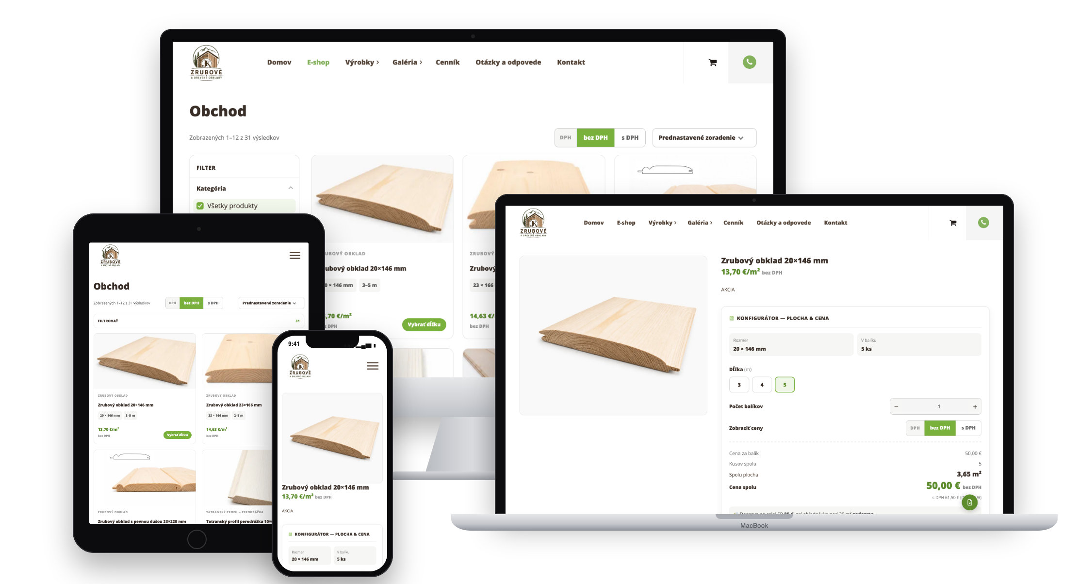 E-shop zrubovyprofil.sk na počítači, notebooku, tablete a telefóne